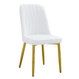 English Elm 2 Modern Dining Chairs, Sleek Pu Leather Backrest, and Gold Metal Legs Bring A Comfortable Home Experience To The Kitchen, Bedroom, and Office.