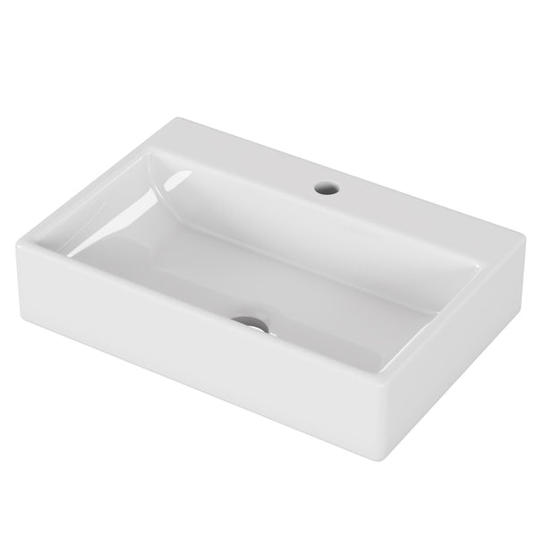 English Elm 20.6" Square Ceramic Vessel Sink Above Counter Basin for Contemporary Bathrooms W3151P266234