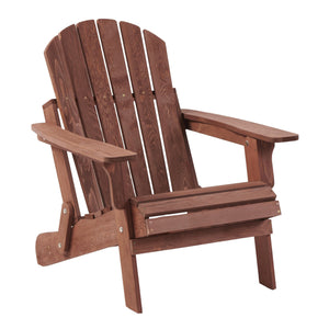 English Elm Oversize Hemlock Wood Folding Adirondack Chair Foldable Patio Seat for Outdoor Decks D720094424