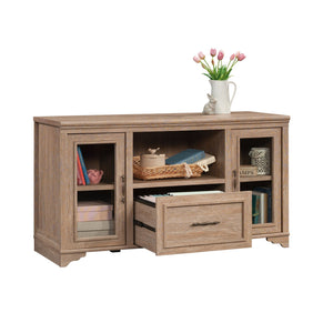 English Elm Credenza, Versatile Brown-Finish Storage Solution With File Drawers And Cable Management System B356P367828