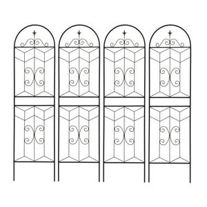 English Elm 4 Pack Powder-coated Metal Garden Trellis Panels Rustproof Climbing Plant Support Outdoor W1586P268018