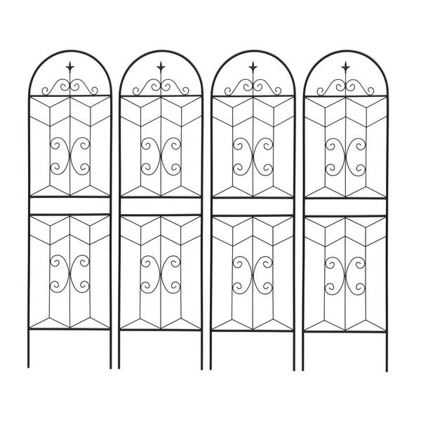 English Elm 4 Pack Powder-coated Metal Garden Trellis Panels Rustproof Climbing Plant Support Outdoor W1586P268018