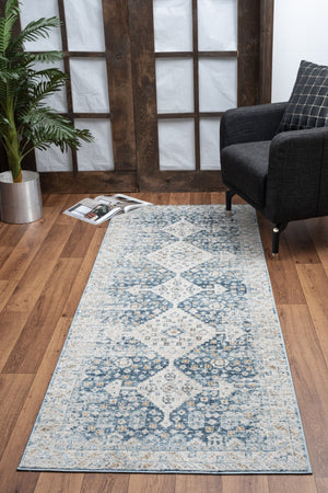 English Elm Noble Blue 2 Ft. X 3 Ft. Area Rug - Durable, Stylish, Stain-Resistant, Ideal For High Traffic Spaces B186P181075