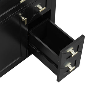 English Elm "24'' 24 Inch Glossy Freestanding Bathroom Vanity with Gold Hardware and Soft Close Storage Black Rubberwood N725P448529B