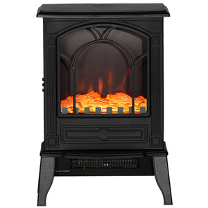 English Elm Homcom 22" Compact Electric Fireplace Stove With Realistic Flame, Safety Features & Dual Heat Settings W2225P249859