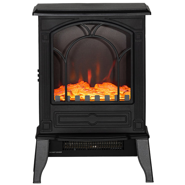 English Elm Homcom 22" Compact Electric Fireplace Stove With Realistic Flame, Safety Features & Dual Heat Settings W2225P249859