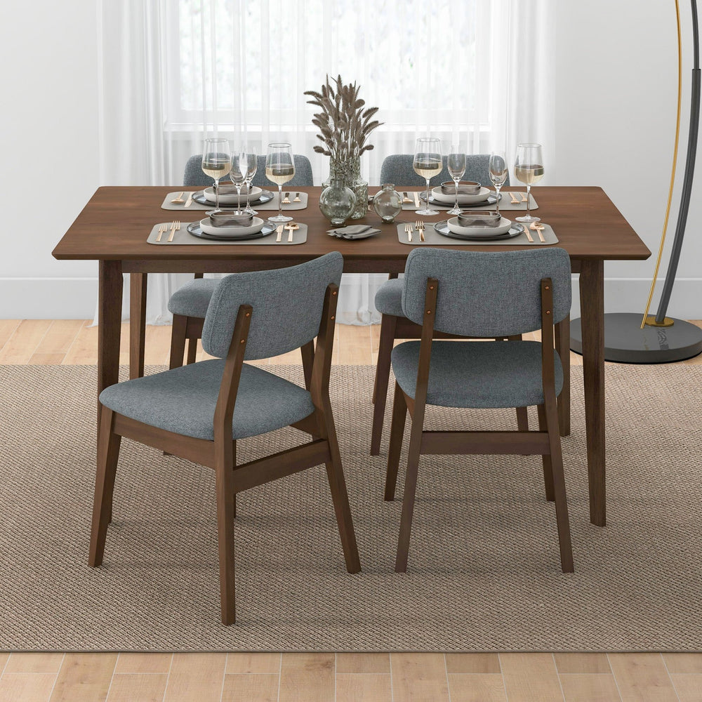 English Elm Carlos Solid Wood 5 Piece Dining Set with Tapered Legs Mid-century Modern Style B183S00183