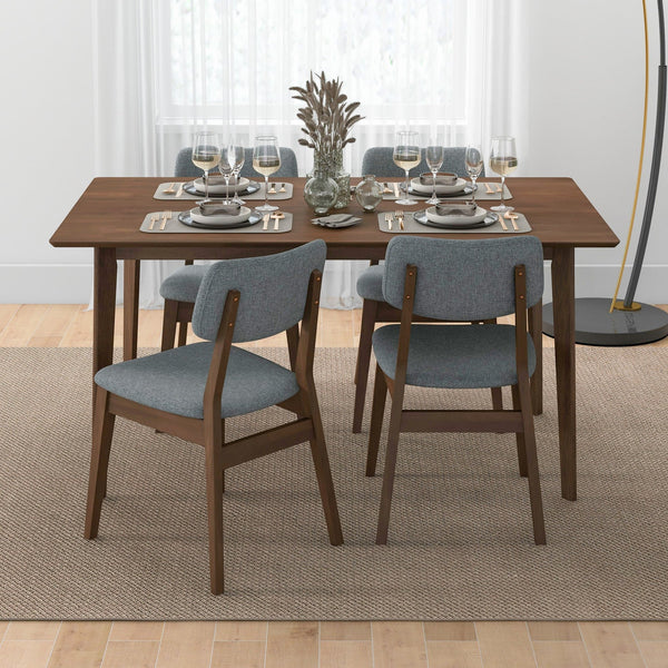 English Elm Carlos Solid Wood 5 Piece Dining Set with Tapered Legs Mid-century Modern Style B183S00183