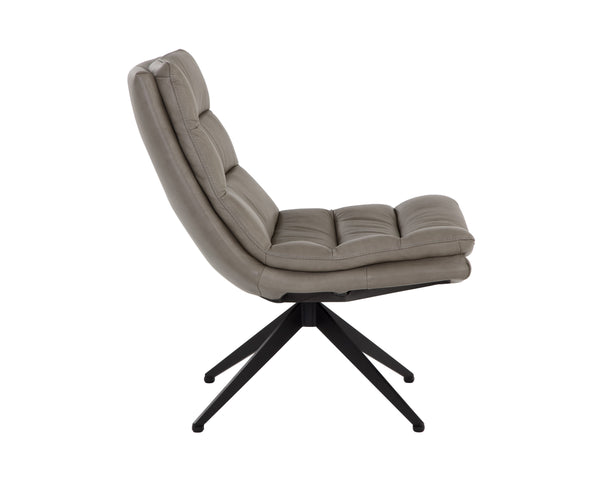 Sunpan Keller Swivel Lounge Chair - Luxurious Mid-Century Modern Design with Genuine Italian Leather Comfort Missouri Stone Leather