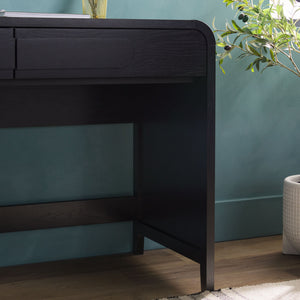 English Elm Walker Edison - Modern Curved Waterfall Desk with Drawers and Rounded Edge Design, Durable MDF Surface, Stylish Statement Pulls Black 49 L x 24 W x 6.63 H B185P200189