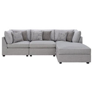 English Elm Lafayette Modular Grey Sectional Sofa with Ottoman Storage and Feather Down Cushions B062S01441