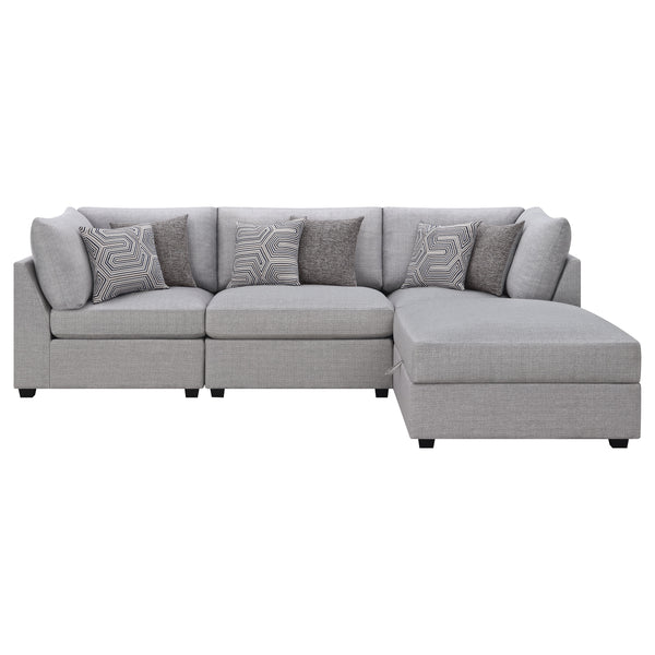 English Elm Lafayette Modular Grey Sectional Sofa with Ottoman Storage and Feather Down Cushions B062S01441