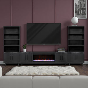 English Elm Radiance 94-Inch Black Fireplace Tv Stand For 100-Inch Tvs - Modern Design With Electric Heat! B108P345212-GIGA