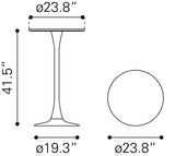 Auray Bar Table White & Gold 109829 Zuo Modern