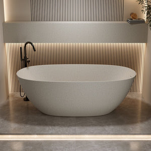 English Elm 69'' Solid Stone Resin Freestanding Soaking Tub with Heat Retention and Pop-up Drain W2753P416663