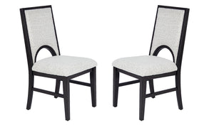 English Elm White Fabric Dining Chair Set of 2 – Cozy Upholstered Seat & Back, Arched Cutout, Sleek Frame Appeal Black,White 22 L x 41 W x 13 H B011P334826
