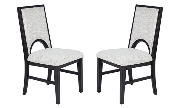 English Elm White Fabric Dining Chair Set of 2 – Cozy Upholstered Seat & Back, Arched Cutout, Sleek Frame Appeal Black,White 22 L x 41 W x 13 H B011P334826