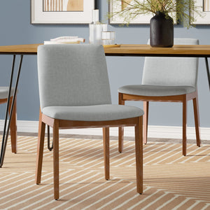 English Elm Selena Scandinavian Dining Chairs Set of 2 – Grey Linen Upholstery, Ash Wood Frame, Padded Comfort, Easy Assembly B136P266935