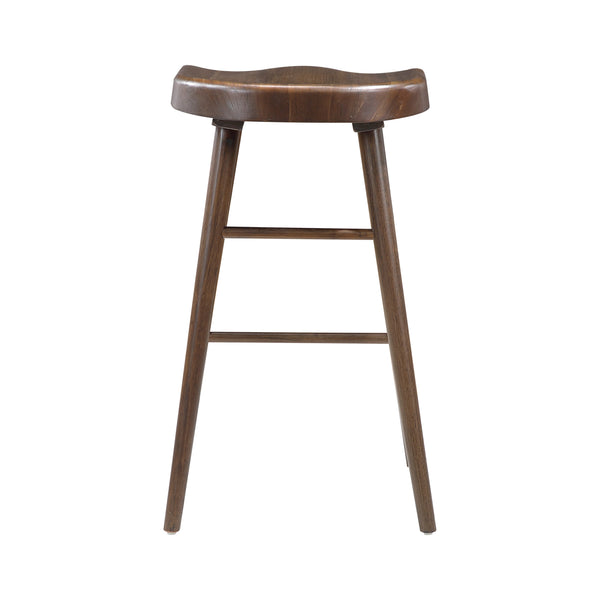 English Elm Brown Acacia Wood Pub Height Dining Set Seats Eight with Saddle Stools Industrial Accents B011S02270
