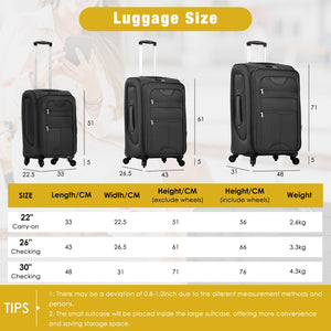 English Elm Softside Expandable Spinner Luggage Set with Tsa Lock Duffel Polyester Travel Black N732P201004B
