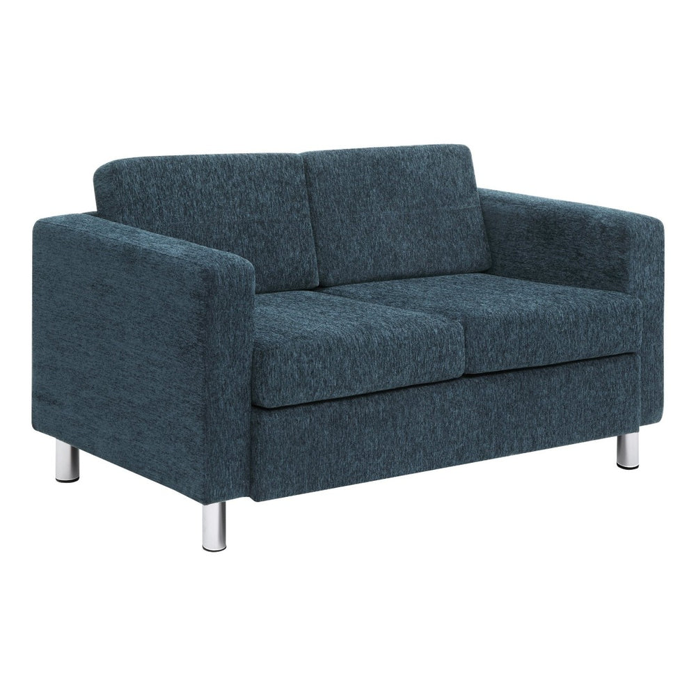 OSP Home Furnishings Pacific Contemporary Loveseat with Chrome Barrel Legs for Modern Apartment Living PAC52-S76
