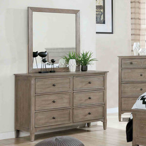 English Elm Transitional Wire-brushed Gray Wood Grain Dresser with Black Round Knobs for Bedroom B2741P460176