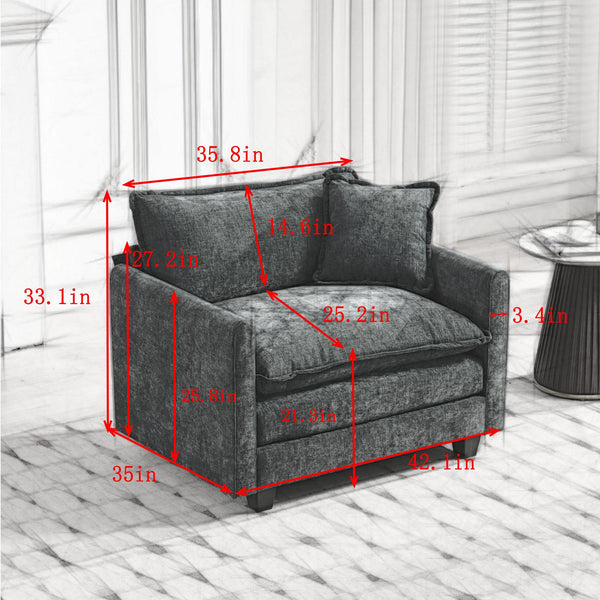 English Elm Cloud Sofa Single Seat Module - Comfy Chenille Fabric Couch For Living Room, Bedroom, Or Apartment W1143S00008