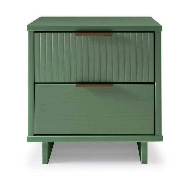 English Elm Granville 18" Sage Green Nightstand With 2 Drawers, Glam Gold Accents & Modern Wood Design B365P398528