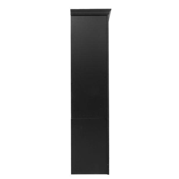 English Elm U-can Three Piece Wall Unit Built-in Media Center with Crown Molding and Tempered Glass Storage Black SJ000156AAB