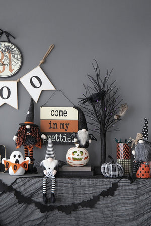 English Elm Set Of 2 Handcrafted Black Gnomes With Wings & Plaid Hats – Whimsical Halloween Decor Accent W2078P237630-GIGA