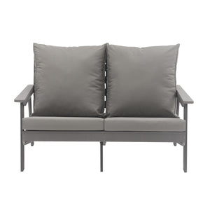 English Elm Patio Wood-Style Outdoor Loveseat Sofa 2-Seater Gray – Weatherproof HIPS Frame, Olefin Cushions, UV-Resistant Comfort T3609P352398