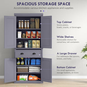 English Elm Homcom 72" Tall Kitchen Pantry Cabinet With Adjustable Shelves, Drawer & Classic Navy Blue Finish W2225P249922