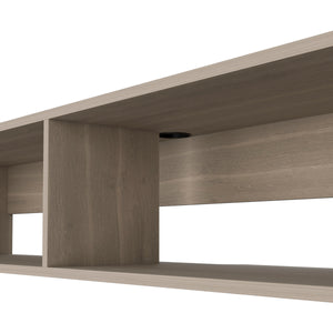 English Elm Central Floating media rack in white oak melamine with two shelves, wall-mounted TV shelf, space-saving design for living rooms B128P227635