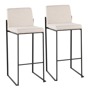 English Elm Contemporary High Back Upholstered Barstool Set with Black Steel Frame for Kitchen B202P222182