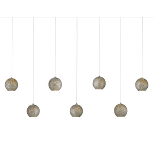 Giro 30-Light Multi-Drop Pendant - Hand-Pierced Metal Shades with Blue Accents for Modern Interiors