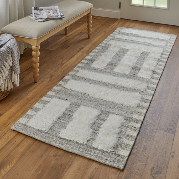 Feizy Rugs Ashby Hand-woven Wool Geometric Rug – Timeless Transitional Style In Subtle Neutrals For Any Room Gray,Ivory Wool Ash8909fivygryi10