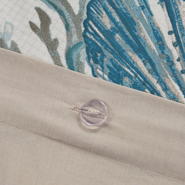 English Elm Full/Queen Pebble Beach 6 Piece Cotton Sateen Duvet Cover Set - Coastal Shells, OEKO-TEX, Embroidered Pillows B03597371