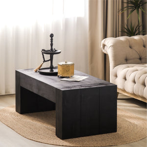 English Elm Modern Black Coffee Table - 49In Rectangular Design For Chic Living Room, Farmhouse & Contemporary Style W2729P199003
