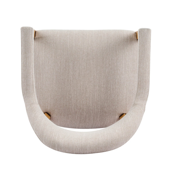 English Elm Wood Frame Upholstered Dining Chairs Set of 2 Curved Back Rubberwood Armrest Seating Beige,Natural N768P389407N