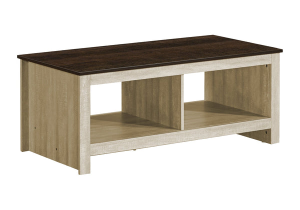 English Elm Coffee Table Rectangular Grey Laminate with Bottom Shelf for Transitional Living Rooms B2710P461752