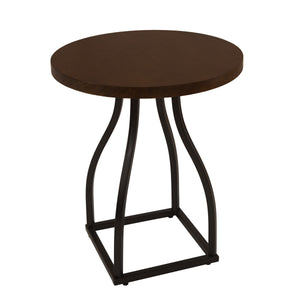 English Elm Tior Round Wood Top Accent Side Table with Geometric Gray Metal Base for Living Room Brown+Black B056P416977