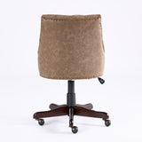 English Elm ,Medieval Retro Style Sheepskin Pattern Fabric Home Office Chair With Lift, Swivel and Recline Functions,Brown Color