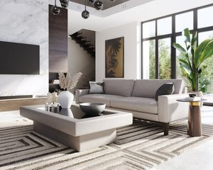 Sunpan Lamont Side Table - Unique Black Glass & Dark Brown Concrete End Table for Modern Indoor Spaces