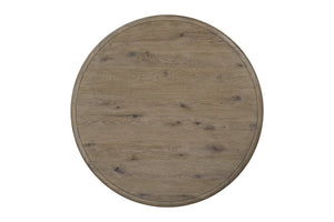English Elm Round English Knotty Oak Round Table with Sculpted Pedestal, Solid Wood Veneer, Light Oak Finish B2699S00104