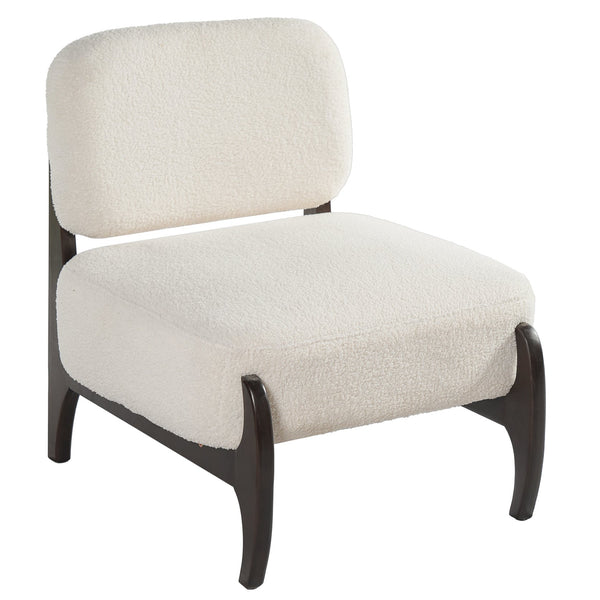English Elm 26" Boucle Lounge Chair Solid Wood Frame Woven Texture Minimalist Seat for Any Room Beige N767P408732B