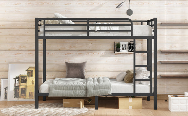 English Elm Metal Twin Xl Over Twin Xl Bunk Bed – Durable, Space-Saving Design For Teens & Adults, Black Finish W1580P309628