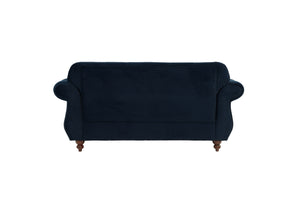 English Elm Formal Crystal-Tufted Velvet Loveseat with Rolled Arms and Silver Nailhead Trim for Elegant Living Rooms Indigo 59 L x 32 W x 19 H B011S01695