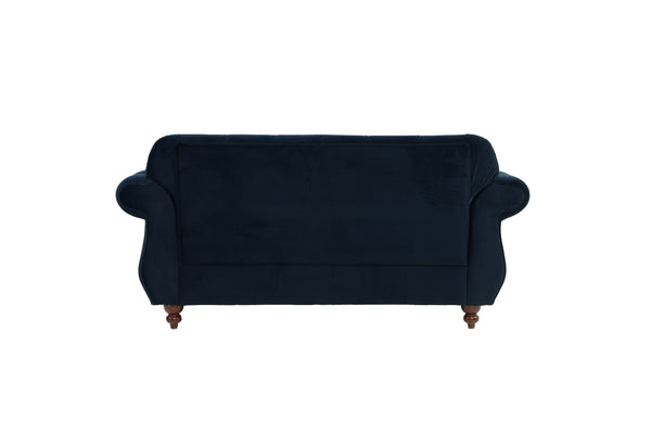 English Elm Formal Crystal-Tufted Velvet Loveseat with Rolled Arms and Silver Nailhead Trim for Elegant Living Rooms Indigo 59 L x 32 W x 19 H B011S01695