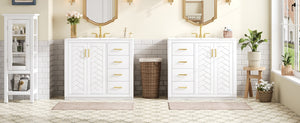 English Elm 72'' Modern Bathroom Vanity Set With Ceramic Sink, Solid Wood Frame, Soft-Close Drawers & Doors N710SS00013K