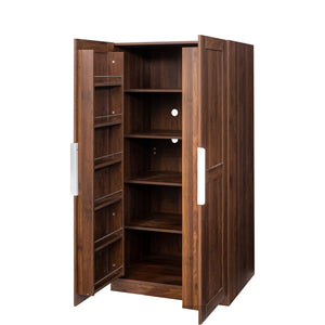 English Elm 62.99In Kitchen Pantry Cabinet - Stylish Walnut Buffet With Multi-Level Storage For Any Room W331S00157